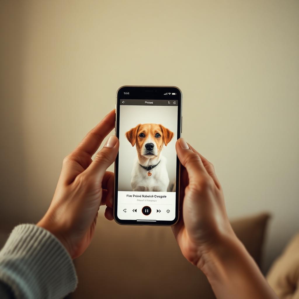Hands passing a phone showing a pet profile